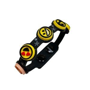 Emoji Bracelet 8" Rubber Black Yellow Snap Closure